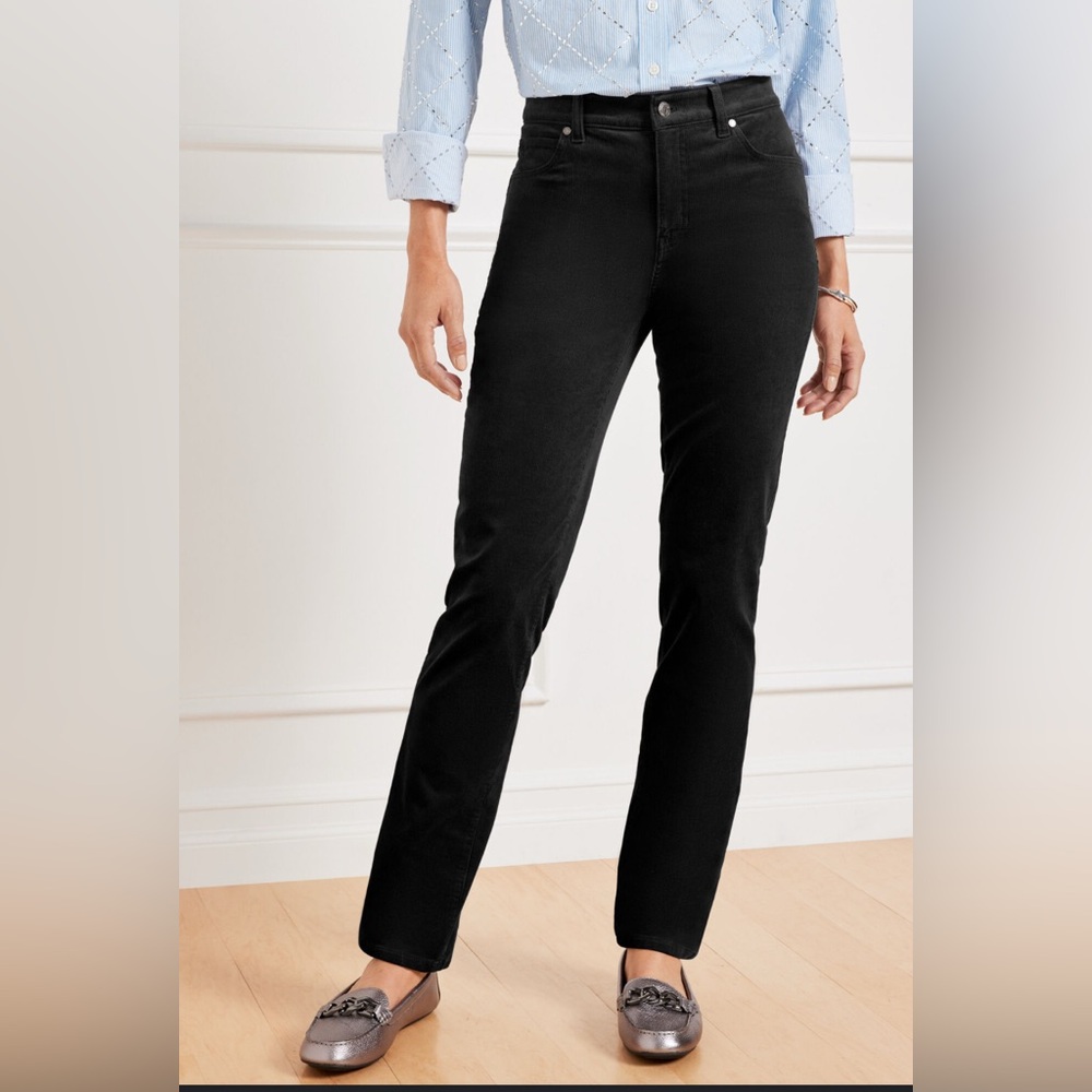 Talbots Corduroy Cotton Black Straight Leg Full Length Pants, Size 14
